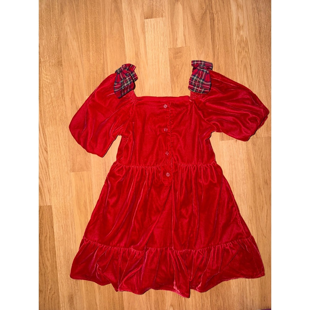 Gymboree Girls Red Velvet Holiday Dress Plaid Bows Christmas Size 7 - Picture 3 of 3